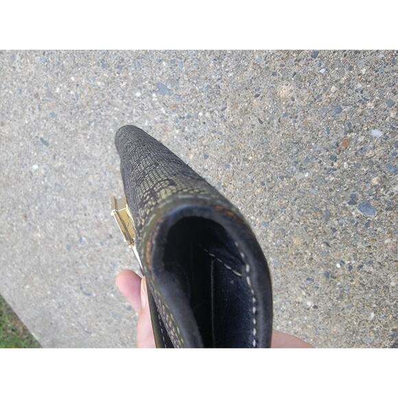 Vintage Dooney & Bourke Signature Checkbook Wallet Lock Key CANVAS Black READ - Picture 9 of 11